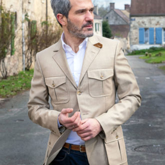 Veste homme 100% Laine Saharienne