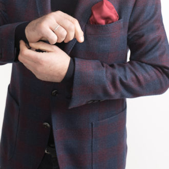 Veste blazer Homme  Couleur : Rouge et bleu Motif : Carreaux confondus Tissu : 100% Laine