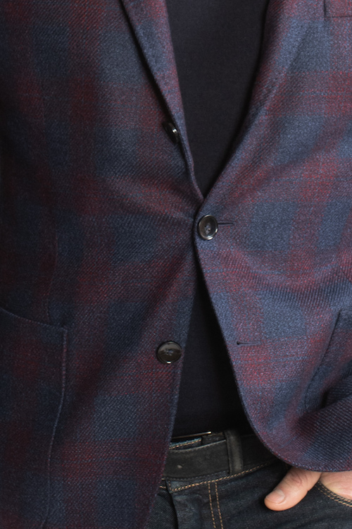 Veste blazer Homme  Couleur : Rouge et bleu Motif : Carreaux confondus 100% Laine